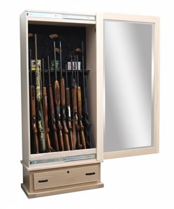 Amish Hidden 10-Gun Rifle Cabinet with Mirror