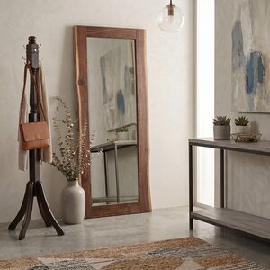 Handcrafted Rustic Walnut Live Edge Full Length Leaner Floor Mirror