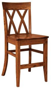 Brown Maple Wood Double X-Back Counter Stool - Quick Ship