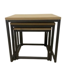 Outlet Oak Contemporary Nesting Accent Table Set In-Stock