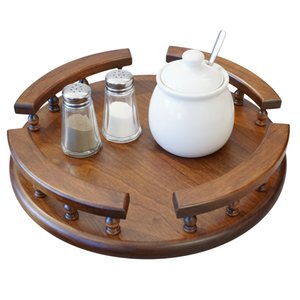 Hardwood Revolving Lazy Susan with Rail In-stock