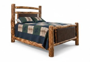 Handcrafted Rustic Log Panel Bed