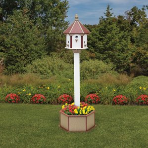 Poly Lumber Gazebo 6 Hole Birdhouse with Planter and Post