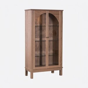 Cade Modern 2-Door Curio Display Cabinet with Arched Glass Doors