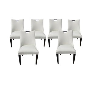 Outlet Woodland Modern Upholstered Handle Back Dining Chair Set of 6 In-Stock
