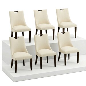 Outlet Woodland Modern Upholstered Handle Back Dining Chair Set of 6 In-Stock