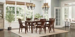 7-Piece Herimer Traditional Leg Table Dining Room Furniture Set