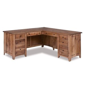 Rustic Brock 8-Drawer L-Desk with Optional Hutch Top