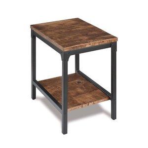 Dutton Steel & Wood End Table with Shelf