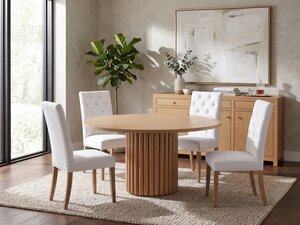 Handcrafted Valentine Kimpton Modern Round Dining Room Set