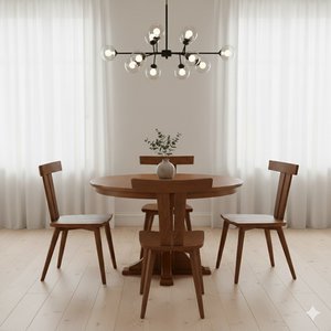 5-Piece Wadley Round Single Pedestal Extendable Dining Set