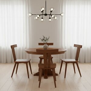 5-Piece Wadley Round Single Pedestal Extendable Dining Set