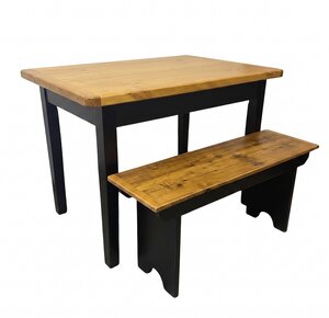 Outlet Barnwood Farmhouse Kitchen Table and Bench Set In-Stock