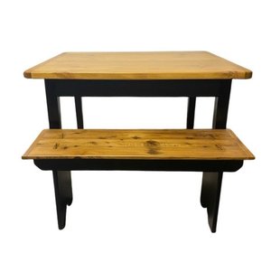 Outlet Barnwood Farmhouse Kitchen Table and Bench Set In-Stock