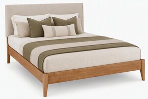 Minimalist Solid Wood Upholstered Platform Bed