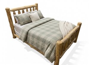 Outlet Queen Size Rustic Pine Log Bed In-Stock