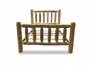 Outlet: Queen Handcrafted Rustic Solid Wood Log Bed In-Stock