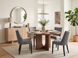 Handcrafted Eloise Topanga Modern Single Pedestal Dining Room Set