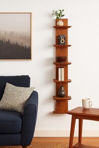 Outlet Cherry Modern Floating Wall Bookshelf In-Stock