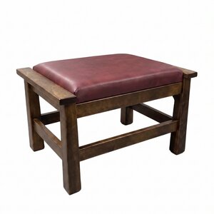 Outlet Maple Wood Genuine Leather Ottoman In-Stock