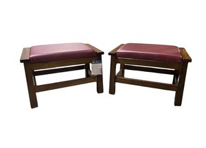 Outlet: Marion Arts and Crafts Mission Upholstered Ottoman In-Stock (Set of 2)