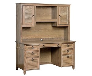 Wooden Coastal Credenza Desk with Optional Hutch Top