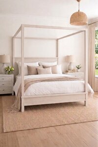 Outlet Handcrafted King Maple Wood Shaker Canopy Bed In-Stock