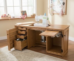 Naomi Solid Wood Sewing Cabinet with Removable Top - Choose Size