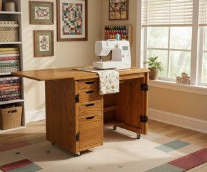 Barbara Solid Wood Small Sewing Machine Cabinet Made in the USA
