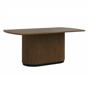 Nouveau Modern Fluted Wood Pedestal Dining Table