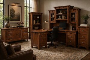 Balmora Mission Solid Wood 4-Piece Office Furniture Set