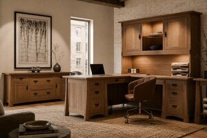 Whiteridge Mission Solid Wood Office Furniture 2-Piece Set