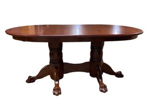 Outlet Cherry Wood Double Pedestal Dining Table In-Stock
