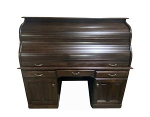 Outlet Hickory Wood 64" Deluxe Computer Rolltop Desk In-Stock