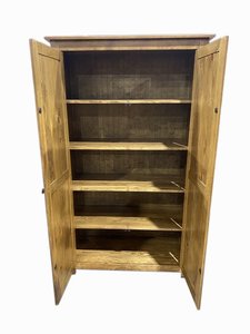 Outlet Pine Wood 2-Door Pantry Cabinet In-Stock
