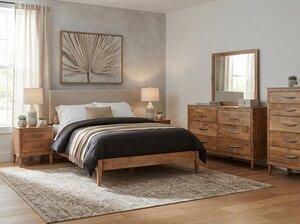 Minimalist Upholstered Platform Bedroom Furniture Set