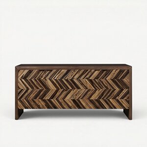Devin Modern Chevron Dining Credenza Cabinet
