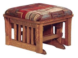 Oak Wood Winthrop Mission Upholstered Gliding Ottoman - Quick Ship