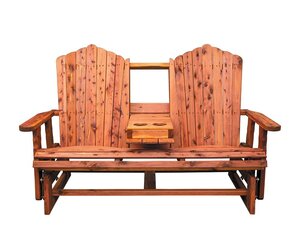 Cedar Wood 5-Foot Outdoor Glider Bench with Folding Center Table