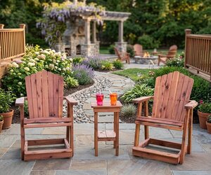 3-Piece Cedar Wood Outdoor Seating Set