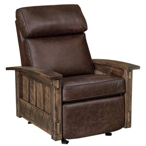 Dutton Rough Sawn Mission Comfy Rocker Recliner with Bustle Back