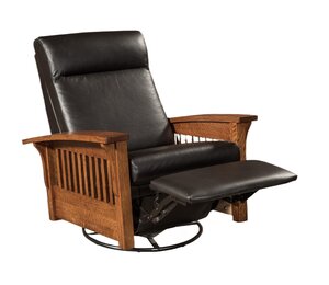 Handcrafted Cordell Mission Swivel Rocker Recliner Chair