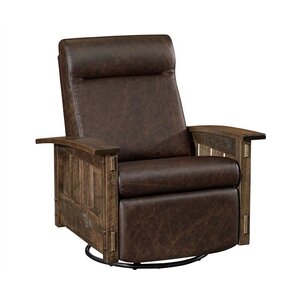 Dutton Rough Sawn Maple Mission Glider Recliner Chair with Swivel