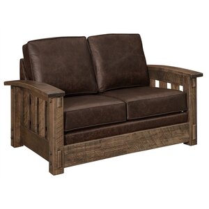 Deluxe Dutton Rough Sawn Maple Wood Mission Loveseat Sofa