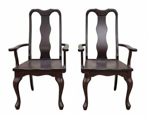 Outlet: Cherry Wood Queen Anne Fancy Dining Chair Set In Stock (Set of 2)