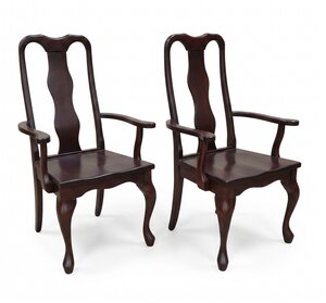 Outlet: Cherry Queen Anne Dining Arm Chair Set - In Stock (Set of 2)