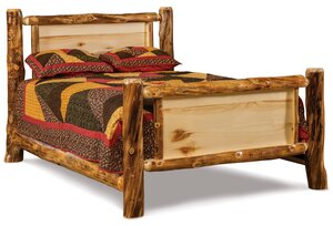 Handcrafted Rustic Solid Wood Panel Log Bed Frame