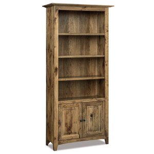 Rustic Hickory Brock Bookcase with Two Doors - Quick Ship