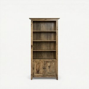 Rustic Hickory Brock Bookcase with Two Doors - Quick Ship
