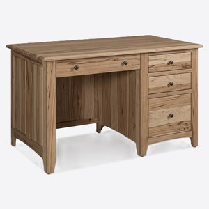 Rustic Hickory Brock Four Drawer Desk - Quick Ship